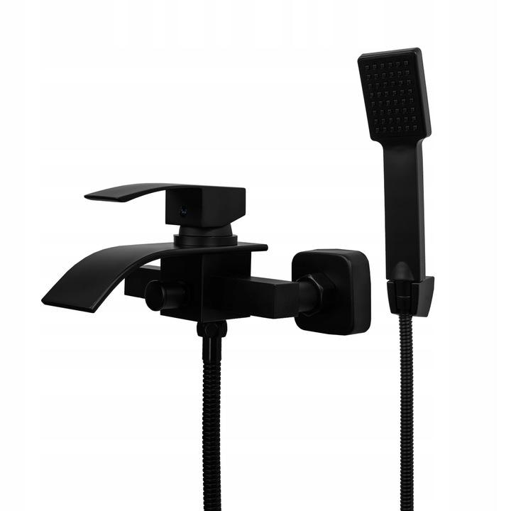 Set baterie sanitara, para de dus Granitan, Elva, Alama, Cap ceramic, Negru