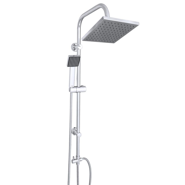 Set coloana dus, Granitan, Inox/Plastic, Argintiu