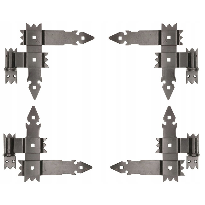 4 db Kotarbau szögletes zsanérkészlet, Kovácsolt, 250 mm, Acél, Fekete