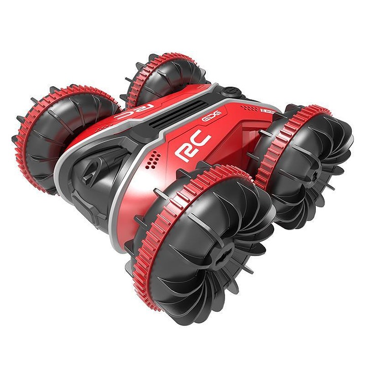 Okserta Amphibious kétéltű távirányítós autó, 4x4 felfüggesztés, Láncok, 1:20, Piros