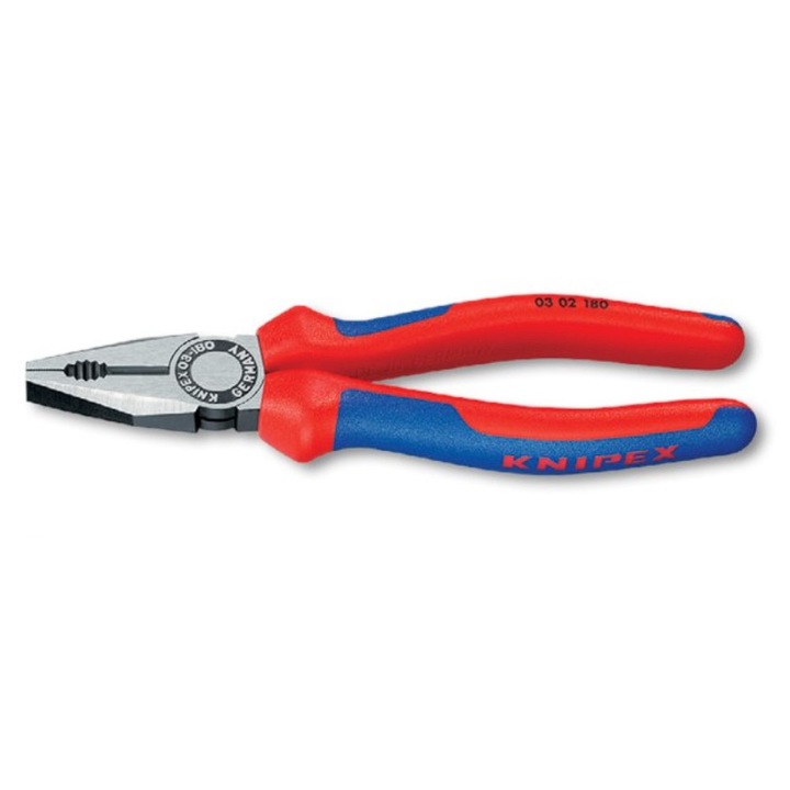 Комбинирани клещи със защитно покритие, Черен гланц, Дръжки с двукомпонентен маншон, 160 mm