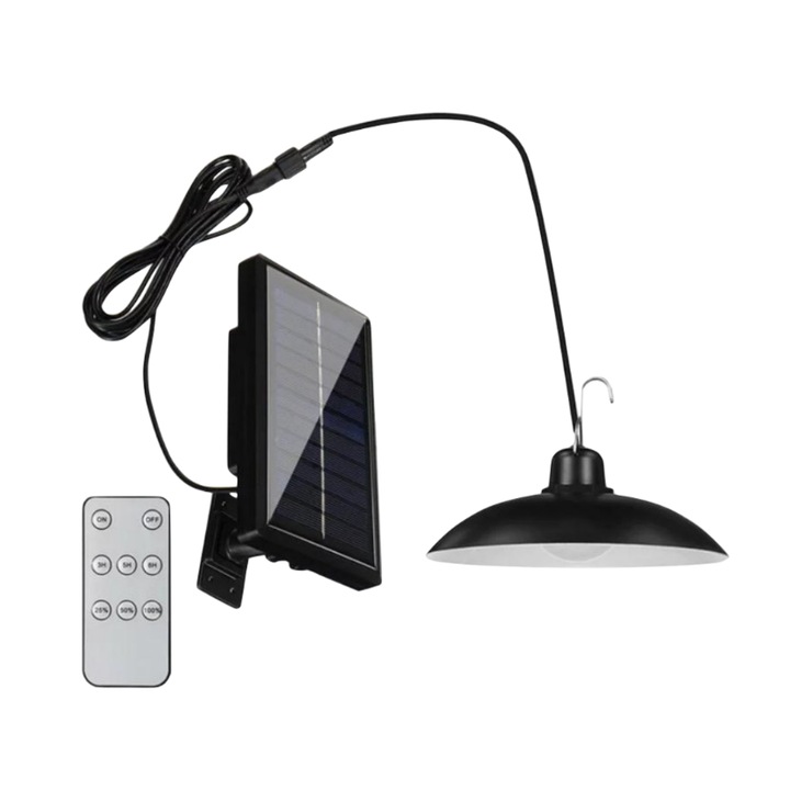 Водоустойчива LED соларна лампа за открито, 30W, черен цвят