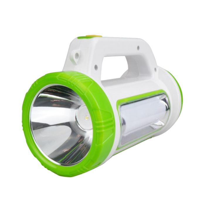 Lanterna led solara rezistenta la apa cu functie powerbank, 3W, Tescomak, culoare alb/verde