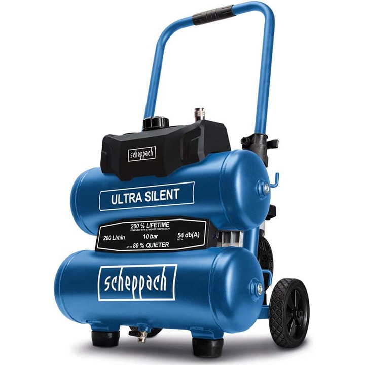 Компресор Scheppach, HC20Si-TWIN, 750 W, 10 bar, 200 л/мин