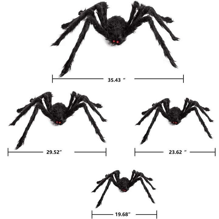 Set 4 paianjeni pentru Halloween, Negru