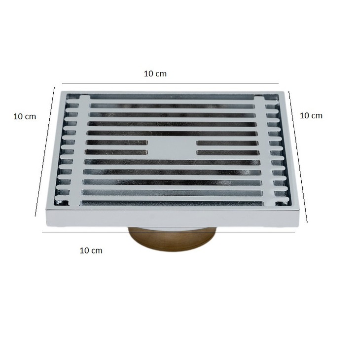 Sifon pardoseala, crom lucios 10 X10 cm, iesiere pe 40 mm