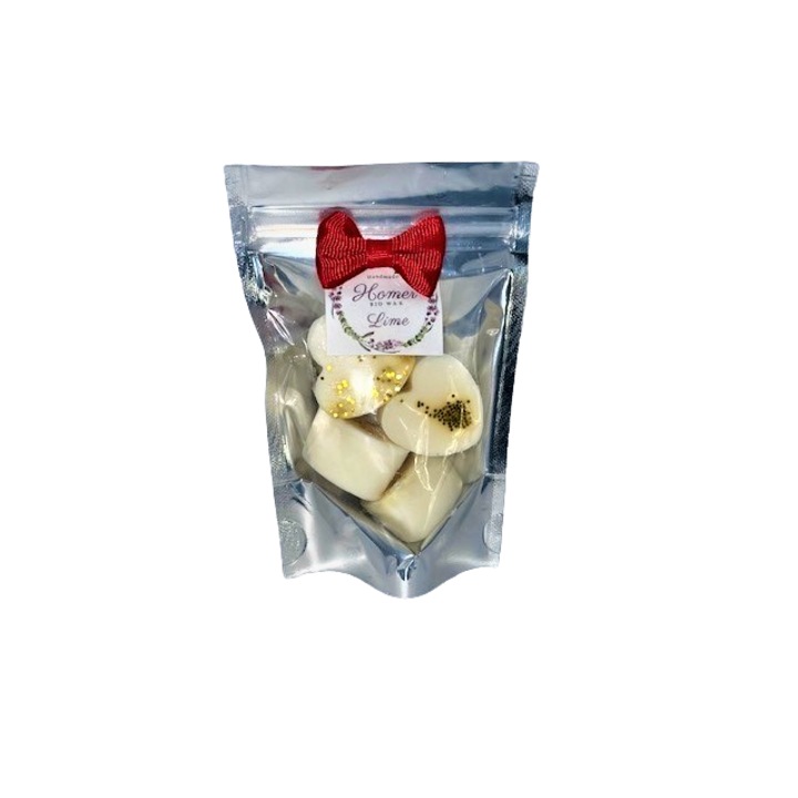 Комплект от 4 броя натурален восък с аромат на соя във формата на сърце, ръчна изработка, вкус на лайм, 50 гр.