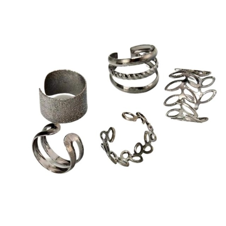 Set 5 cercei, ear cuff, negru