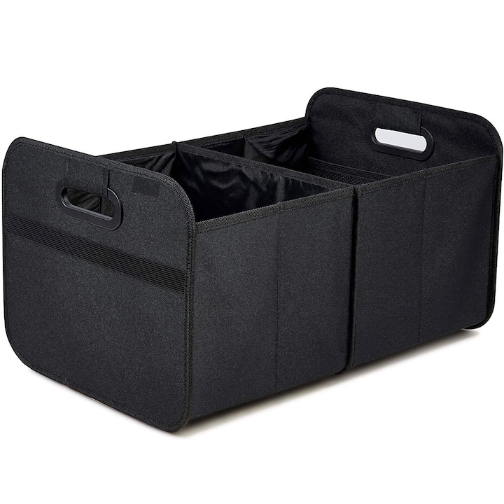 Organizator pentru portbagaj pliabil, cu manere, rezistent, spatios, negru, 30 l, 58x35x30 cm