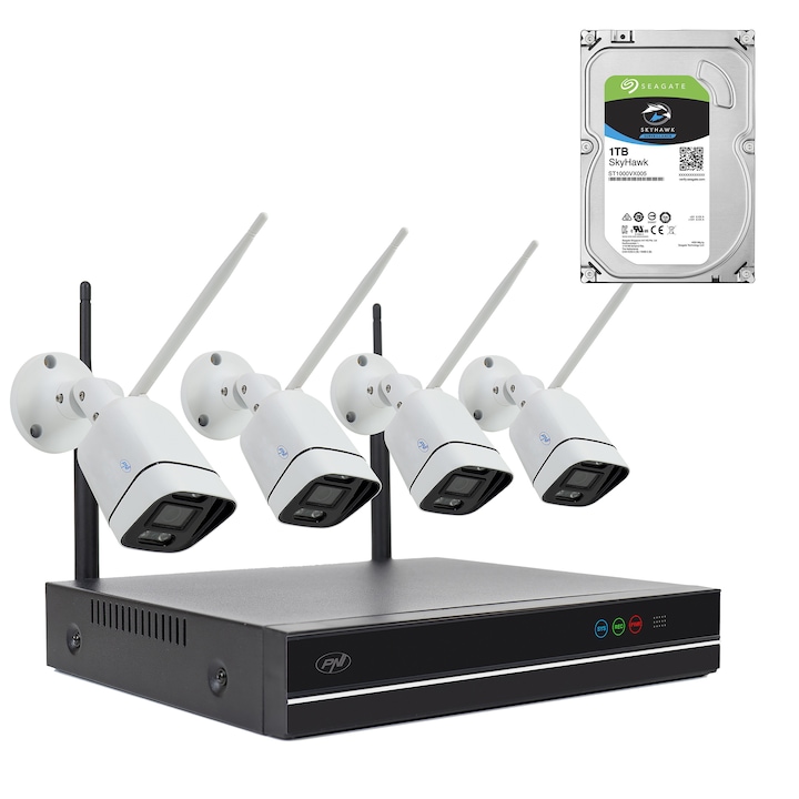 Комплект за видео наблюдаение PNI House WiFi660, NVR, 4 безжични камери, 3.0 МР, 1TB HDD
