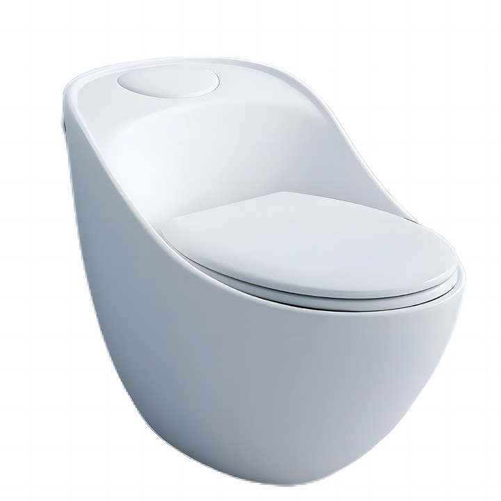 Vas WC Santa Rimless, 69x46 cm, rezervor incorporat, Alb, montaj podea, capac cu soft-close inclus, Royalty Line by Ego