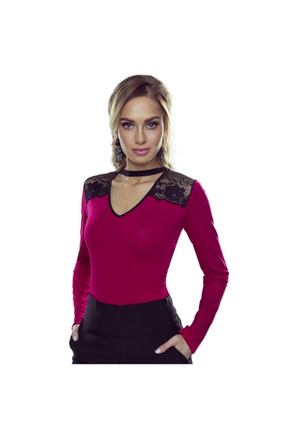 Bluza Dama Eldar W E Rot Bl Laur0 Bord 0003 Laura Viscoza Elastan Rosu L Intl Emagro 8570