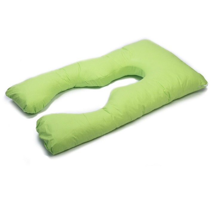 Perna multifunctionala Teo, pentru gravide si alaptare, cu husa detasabila, model Verde, Lemon Box, bumbac, 140x80 cm