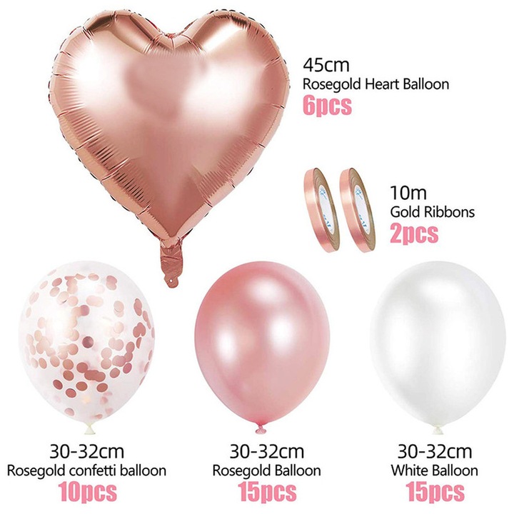Set 48 baloane CeruleTree, Latex, Rose Gold