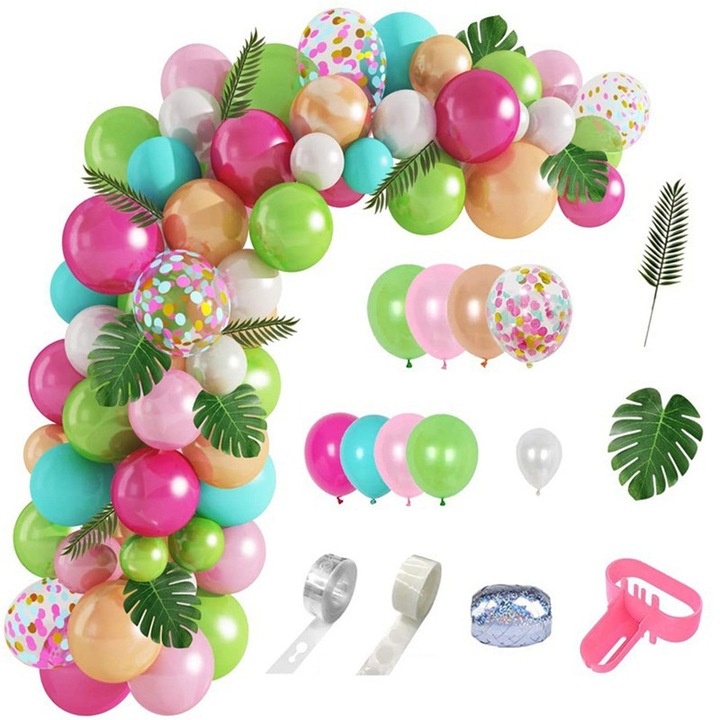 Set 109 baloane aranjament ghirlanda, CeruleTree, Latex, Multicolor