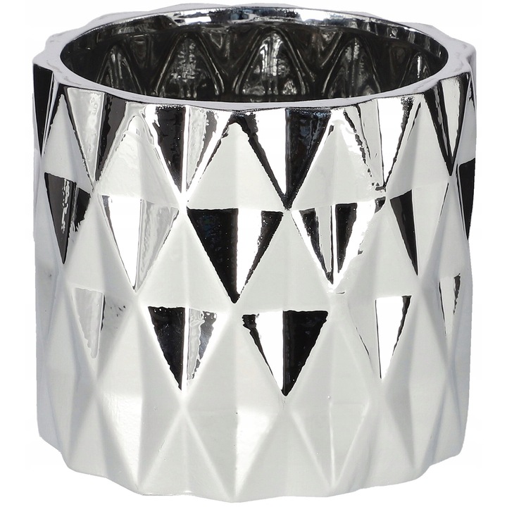 Ghiveci decorativ Kotarbau, Ceramica, 122 mm, Argintiu
