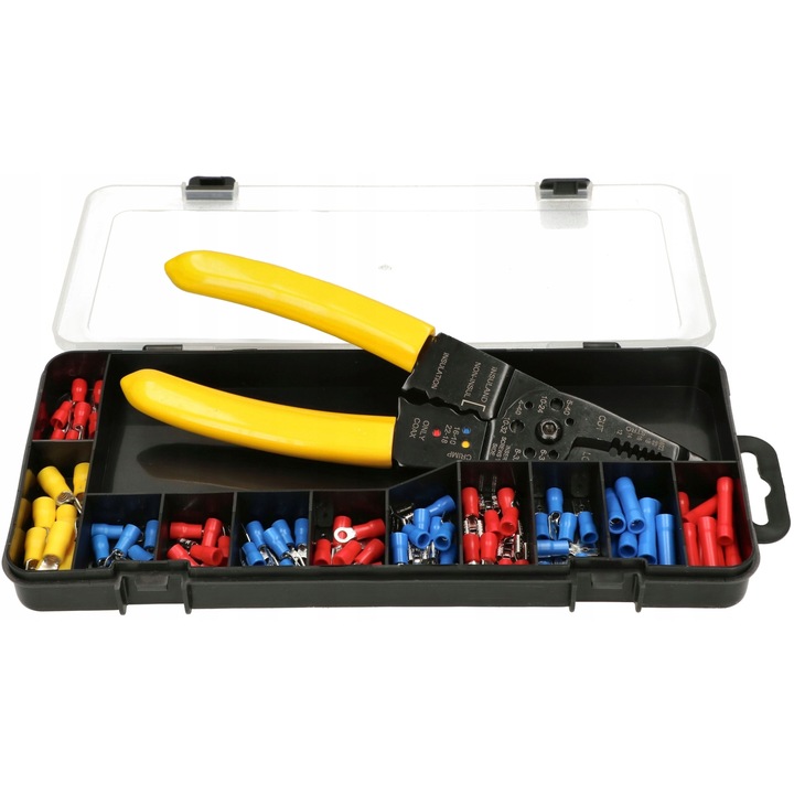 Set 86 conectori-extractori de cabluri + cleste izolare, Kotarbau, Otel vanadiu si plastic, Multicolor