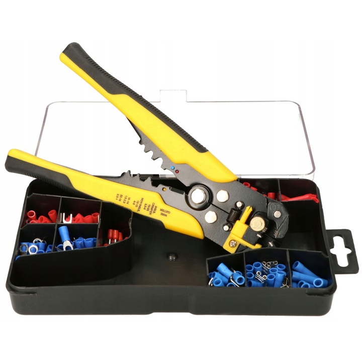 Set 199 conectori izolare + cleste izolare, Kotarbau, Otel si plastic, Multicolor