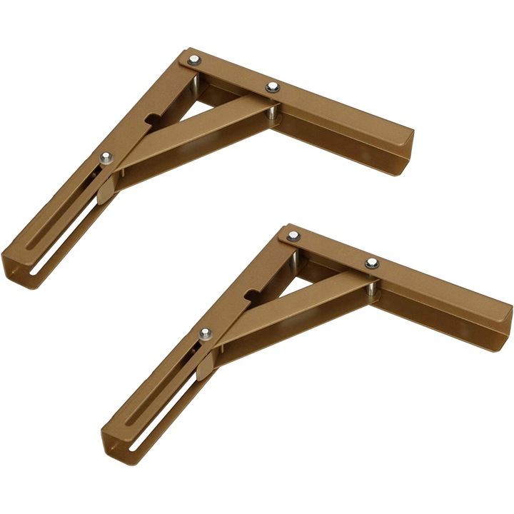 Set 2 suporturi prindere raft, Kotarbau, Metal, 200 mm, Auriu