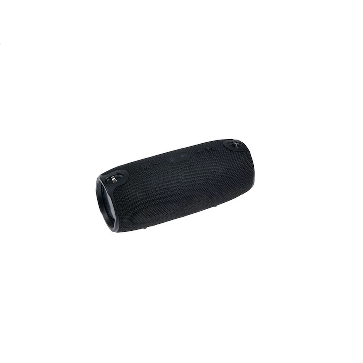 Boxa Bluetooth portabila Divers-Shop, 10 W, 2 difuzoare, rezistenta la apa, port USB, autonomie 5h, 21x8x10 cm, Negru
