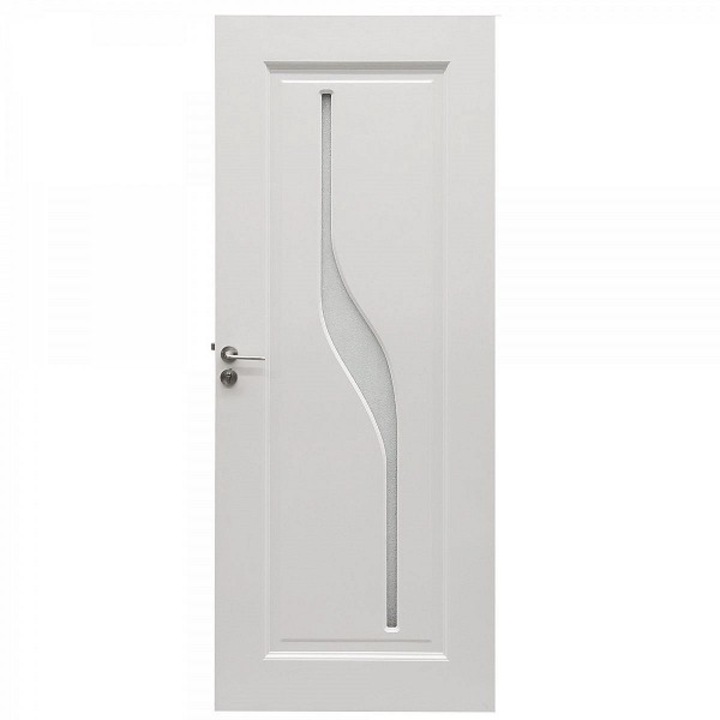 Интериорна дървена врата със стъкло BestImp B03-88-V, Лява/дясна, Бял, 203 х 88 см, Регулируема каса