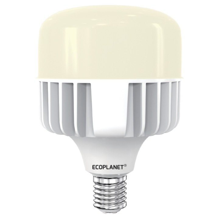 Bec LED Ecoplanet T140 forma cilindrica, E27, 70W (350W), 6650 LM, F, lumina neutra 4000K, Mat