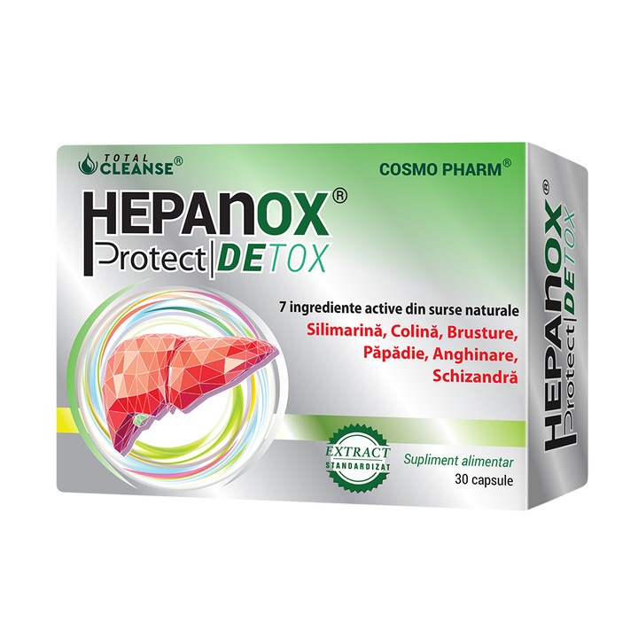 Supliment alimentar Hepanox Protect Detox Total Cleanse, 30 capsule