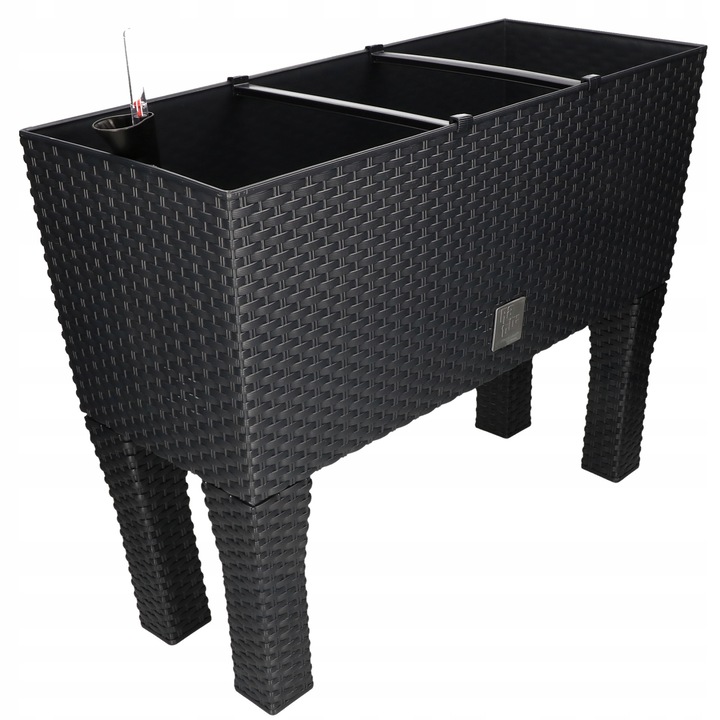 Jardiniera cu picioare Kotarbau, Sistem irigare, Plastic, 600 mm, Negru