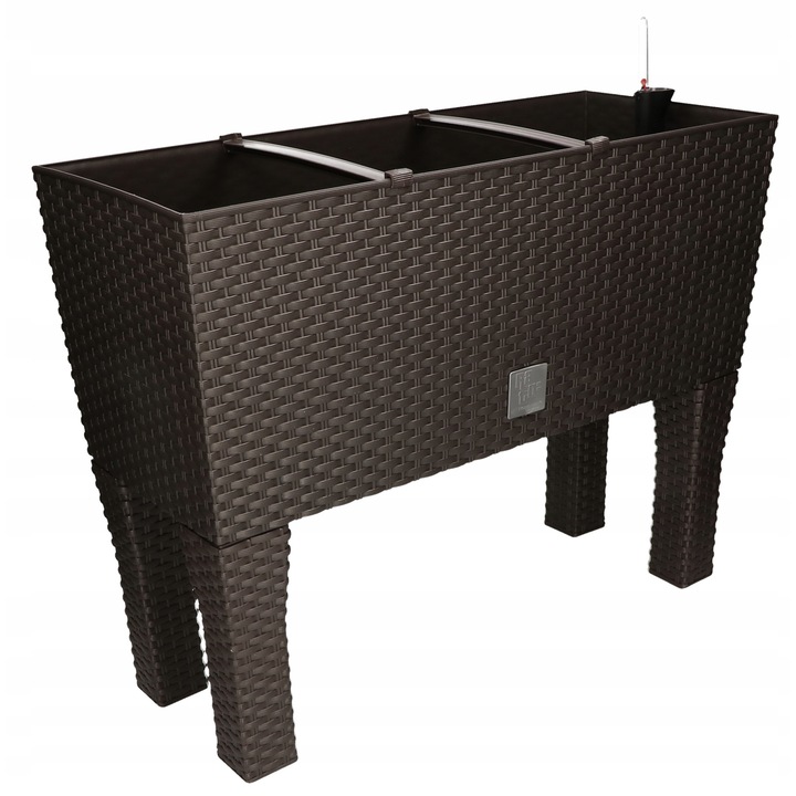 Jardiniera cu picioare Kotarbau, Sistem irigare, Plastic, 600 mm, Maro