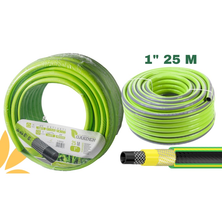 Kerti tömlő, ellenálló, Stalco, fonat, 1" 25m