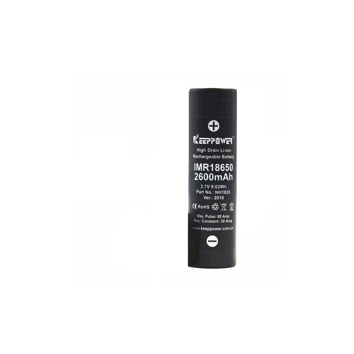 Baterie Keeppower imr18650 2600mah 3.7v 35a, fara buton