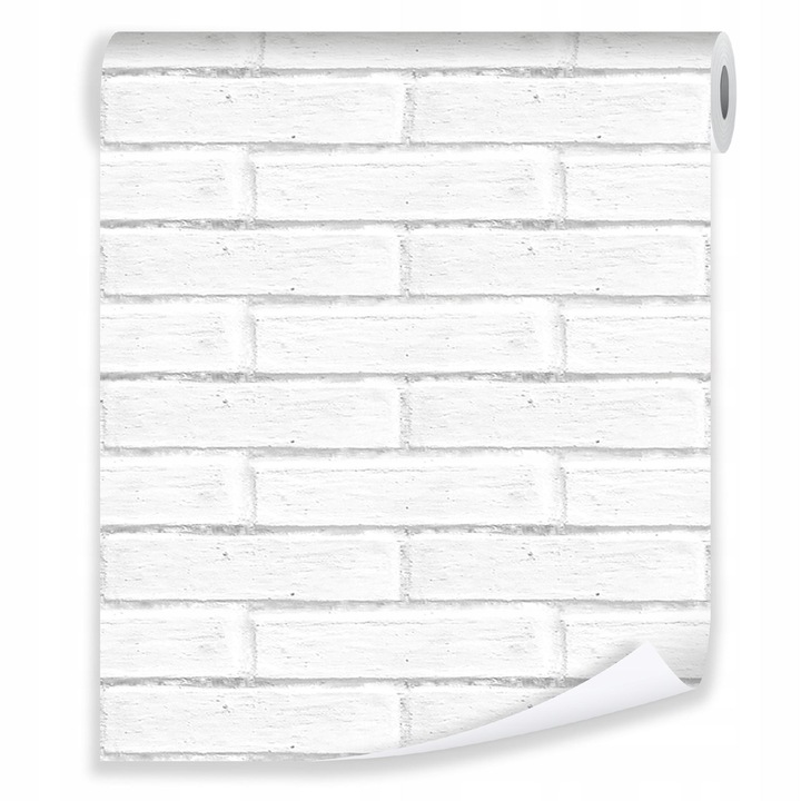 Тапет с 3D ефект, Бяла тухла, Ролка 50 см x 10 м, Модерен дизайн Vlies тапети, За спалня Кухня или Всекидневна