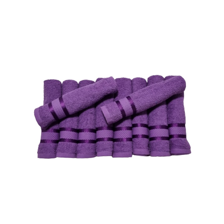 Комплект от 10 лилави кърпи за ръце, 30 х 50 см, 100% памук, 400 GSM