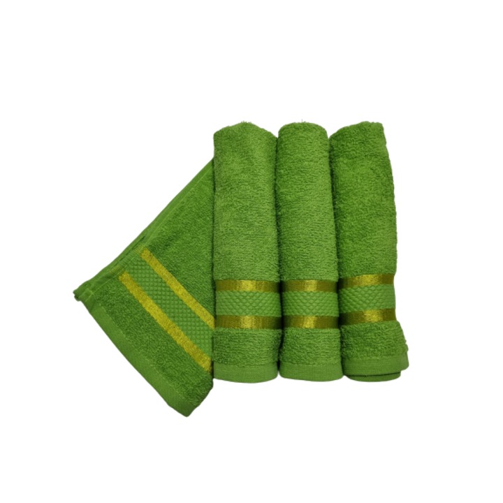 Комплект 4 зелени кърпи за ръце, 30 х 50 см, 100% памук, 400 GSM