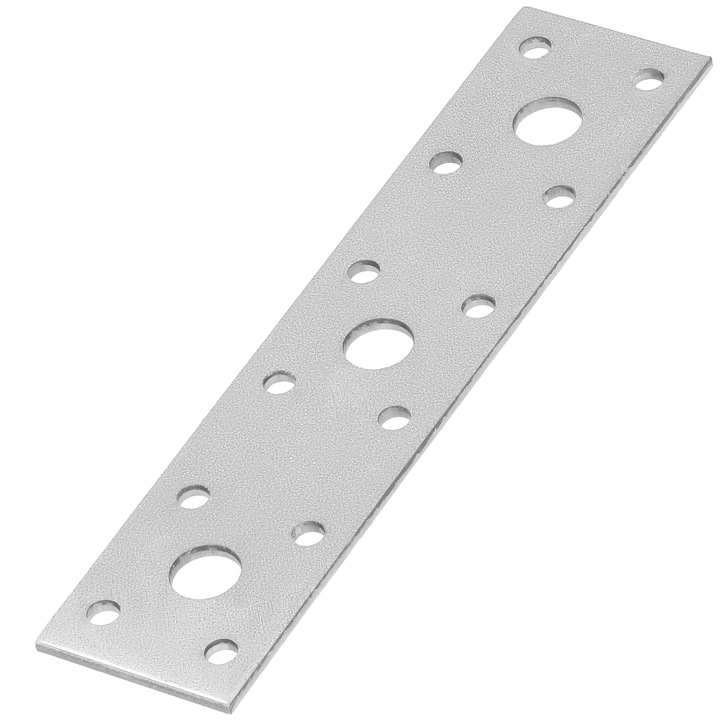 Placa de conectare Kotarbau, Perforate, 145 x 40 mm, Otel, Argintiu