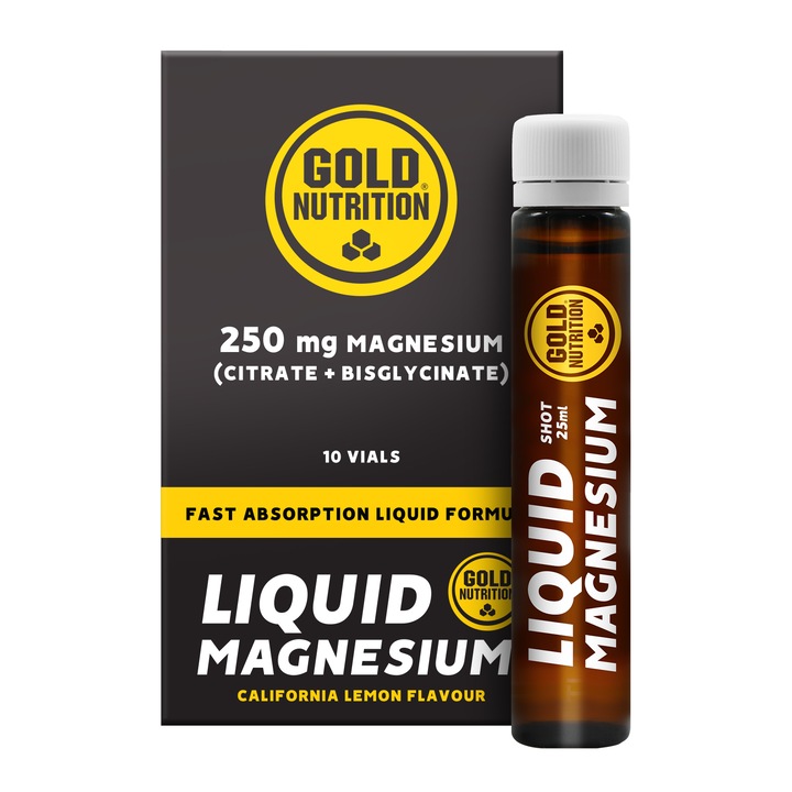 Magneziu lichid 250 mg, GoldNutrition, 10 fiole