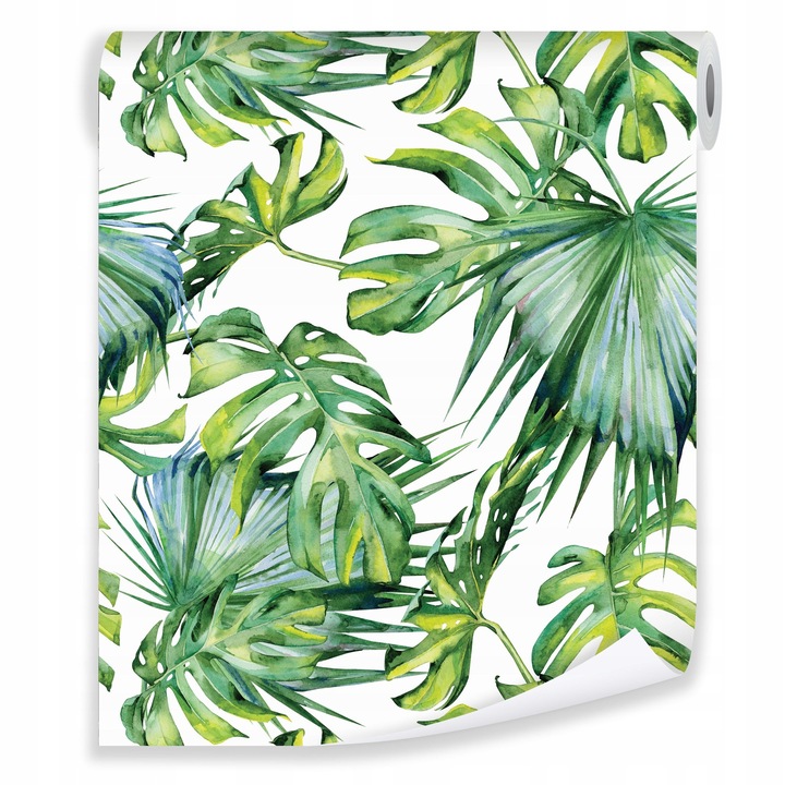 Тапет с листа от тропическа монстера с 3D ефект, ролка 50 см x 10 м, тапет с модерен дизайн Vlies, за спалня Кухня Всекидневна Всекидневна