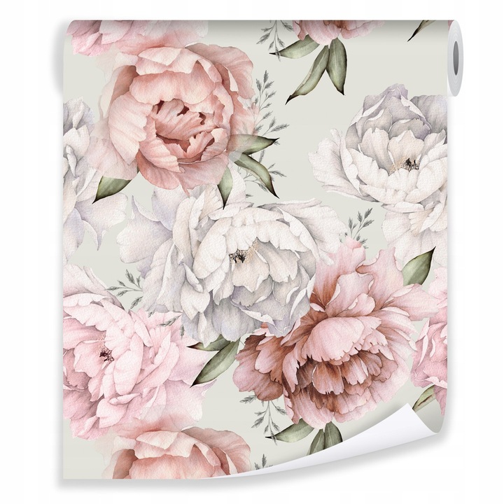 Tapet Flori Bujori 3D, Rola 50cm x 10m, Design Modern Vlies Fototapet, Pentru Dormitor Bucatarie Camera De Zi Living