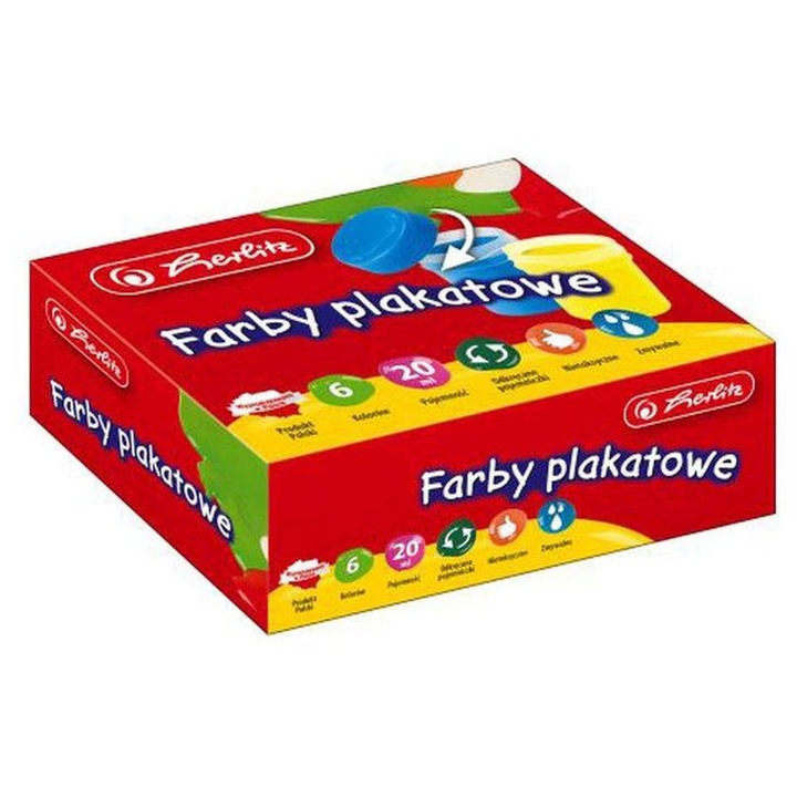 Set 6 vopsele pentru copii, Herlitz, Multicolor