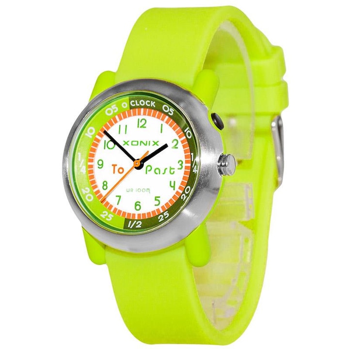 Ceas analog Xonix, pentru fete, iluminat de fundal, WR 100m, Verde