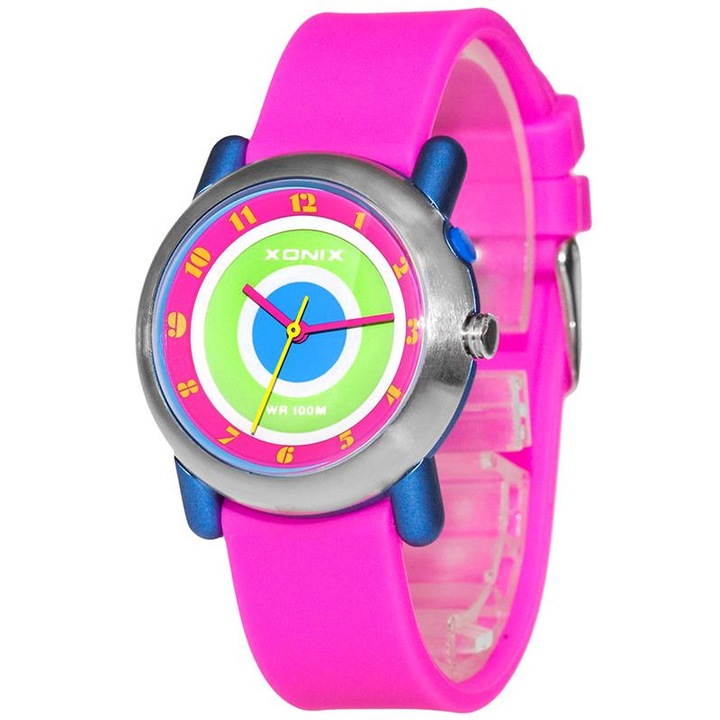 Ceas Xonix, Roz, analog, iluminare cadran, rezistenta la apa 100m, pentru copii