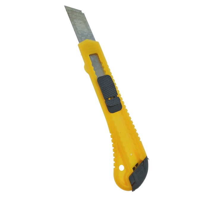 Cutter cu lama 80x19mm si maner plastic, FS-11469Y, 150 mm, galben 150 mm