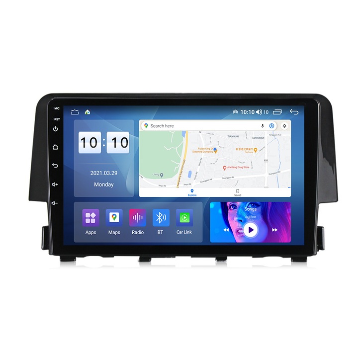 Navigatie Honda Civic din 2016 - 2020, 8 GB RAM si 128 GB ROM, Slot Sim 5G, Procesor Octa Core, Carplay integrat, Procesor Sunet Digital DSP, Android, Aplicatii, Usb, Wi Fi, Bluetooth