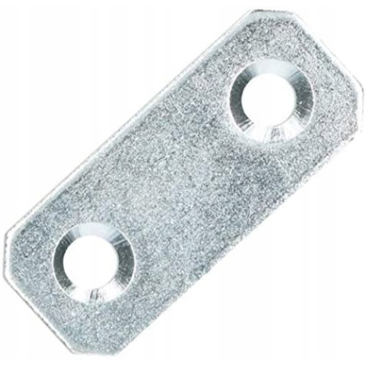 Set 50 placi de conectare Kotarbau, Perforate, 40 x 16 mm, Otel, Argintiu