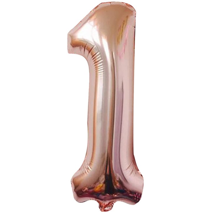 Balon aniversar, Atomia, Din folie de aluminiu, Cifra 1, Roz, 82 cm