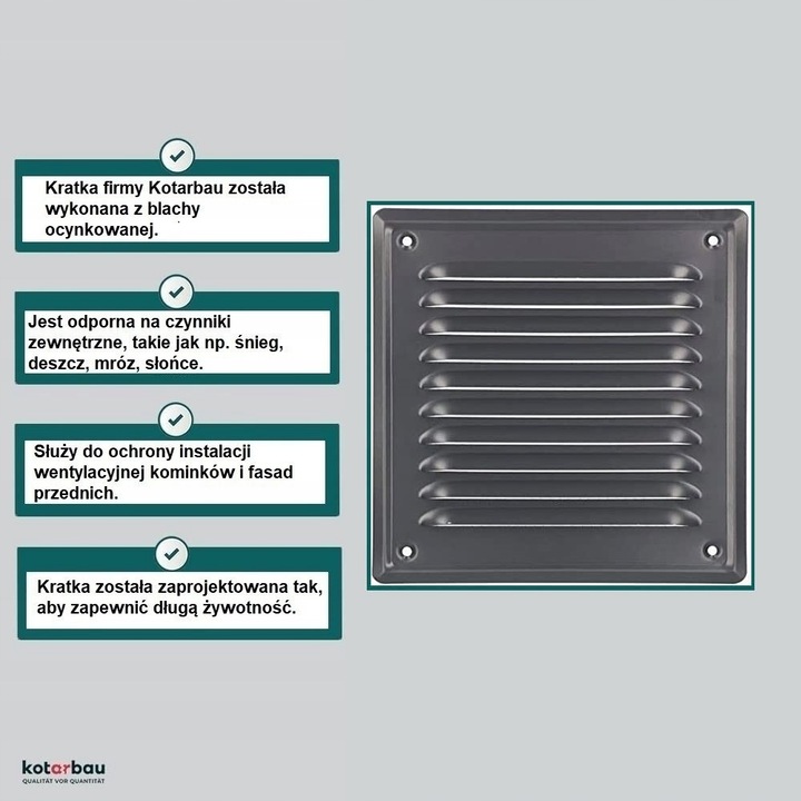 Grila de ventilatie, Kotarbau, Metal, 165 mm, Antracit