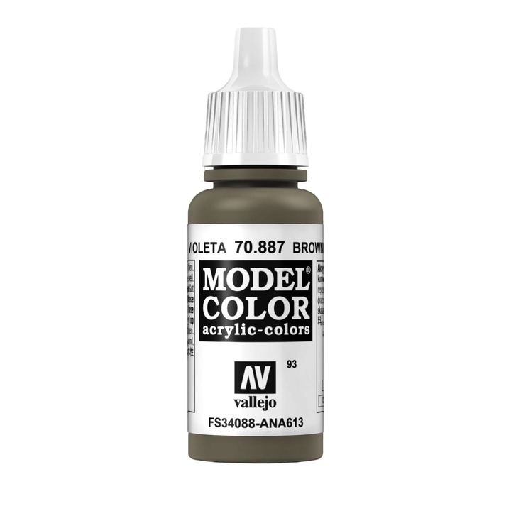 Akril festék, Vallejo, 093, 17 ml, Sötét olíva zöld