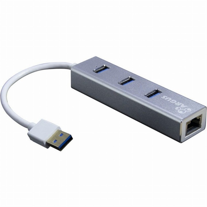 USB хъб Inter-Tech, Argus, IT-310-S, 3xUSB 3.2 gen 1, 1xRJ45, Сребрист