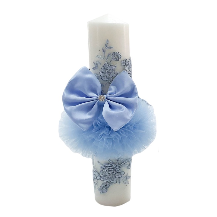 Lumanare eleganta pentru botez culoare bleu