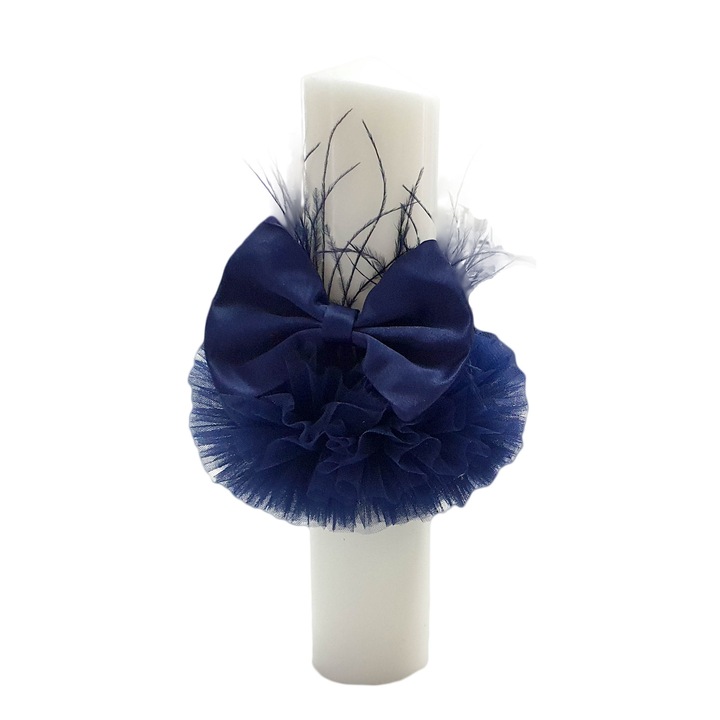 Lumanare eleganta pentru botez culoare bleumarin